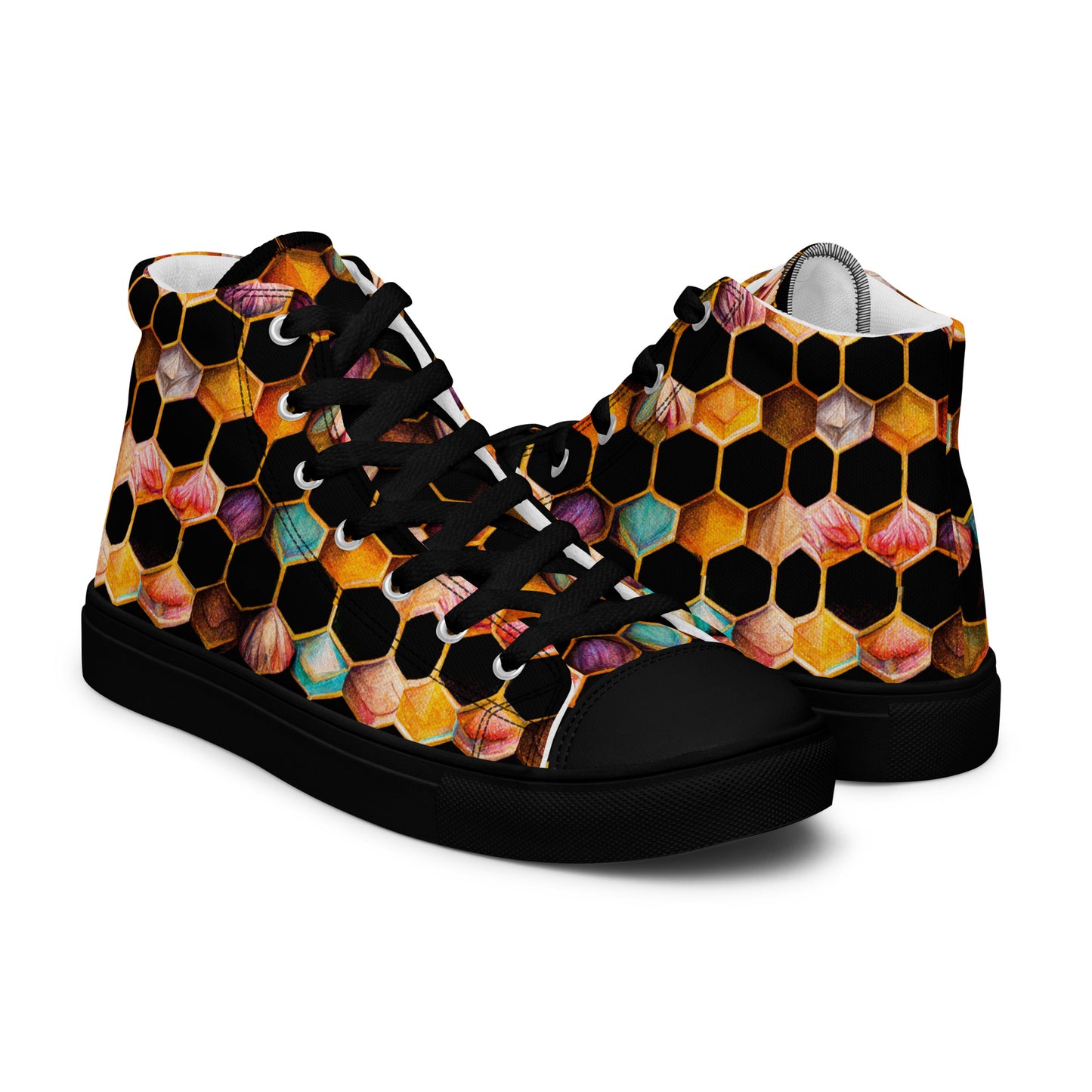 Beehive Lattice Love Women’s high top canvas shoes