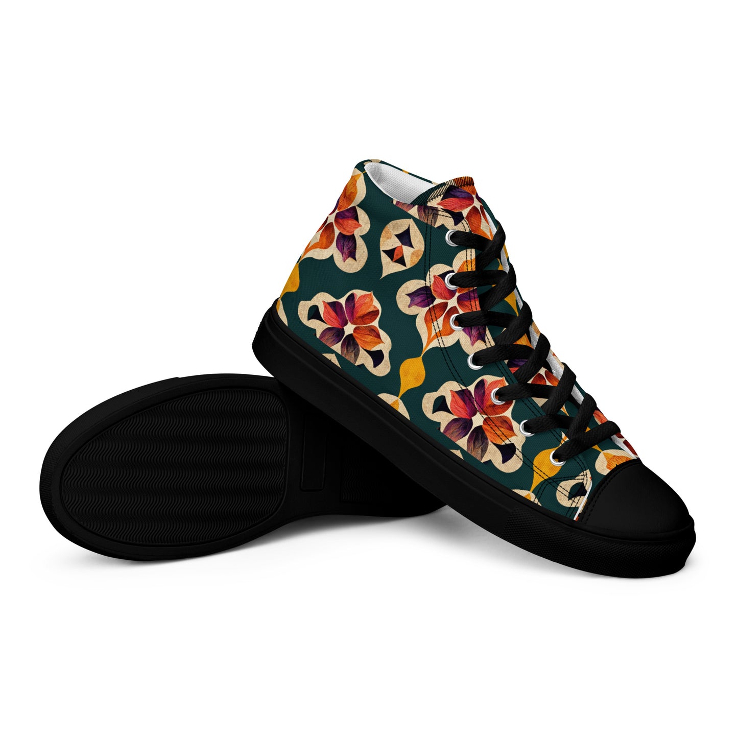 Ifrane’s Rainbow Blossoms Women’s high top canvas shoes