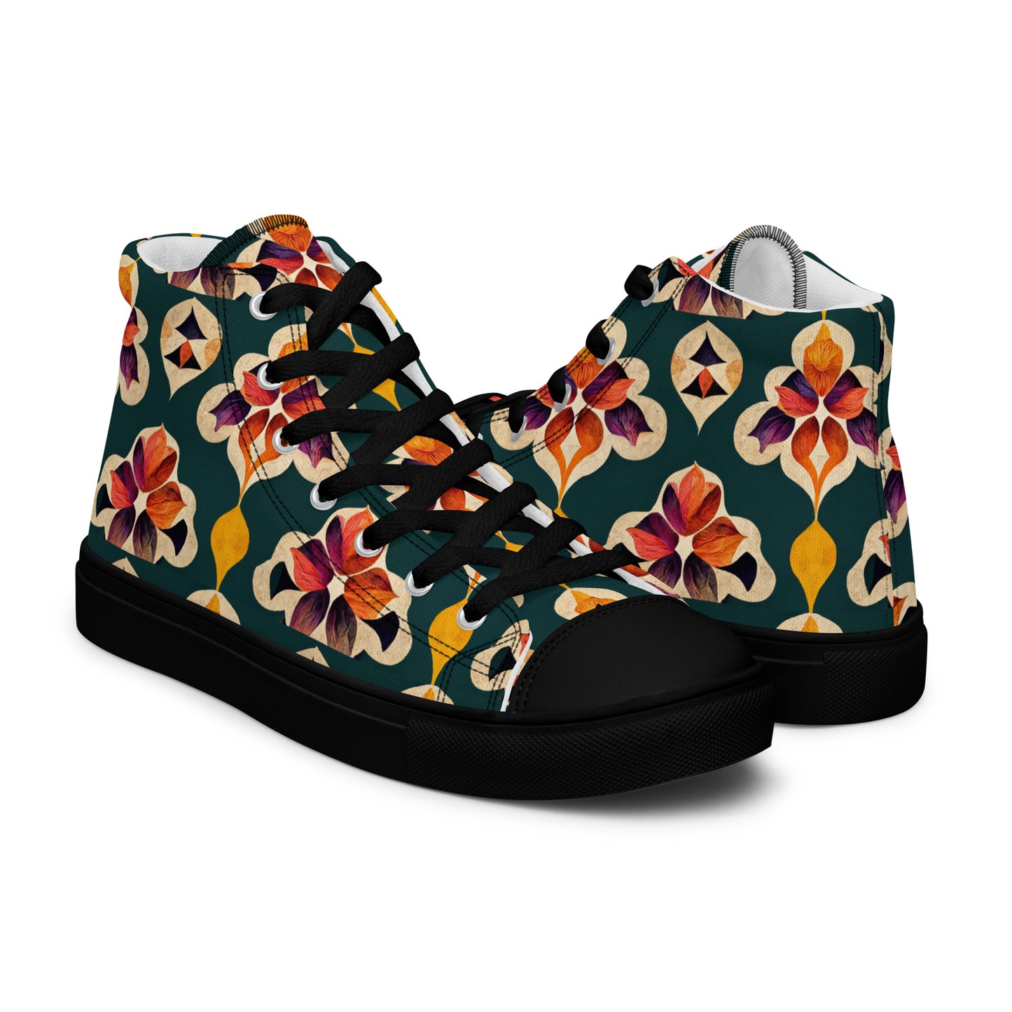 Ifrane’s Rainbow Blossoms Women’s high top canvas shoes