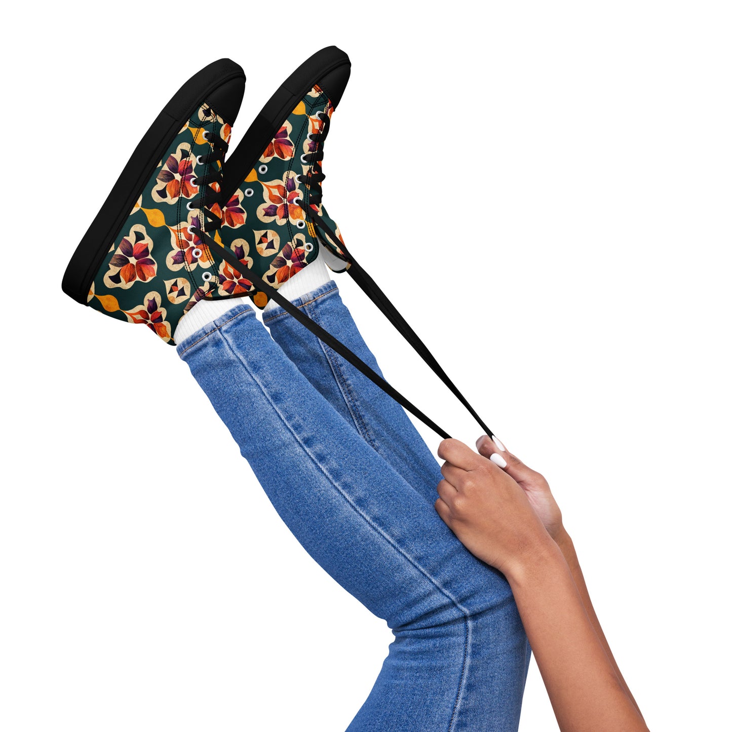 Ifrane’s Rainbow Blossoms Women’s high top canvas shoes