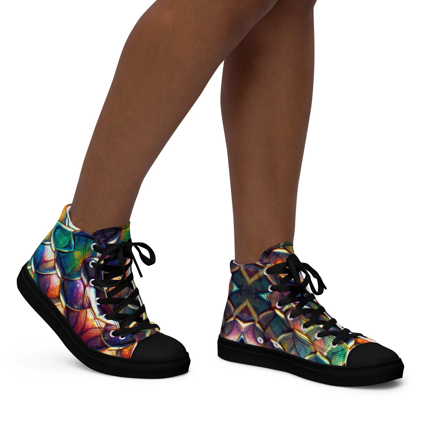 Margonithia, the Glittering Rainbow Sovereign Women’s high top canvas shoes