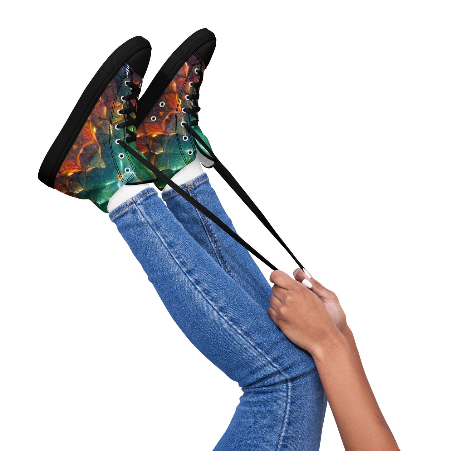 Prismijimmy, the Rainbow Guardian Dragon Women’s high top canvas shoes