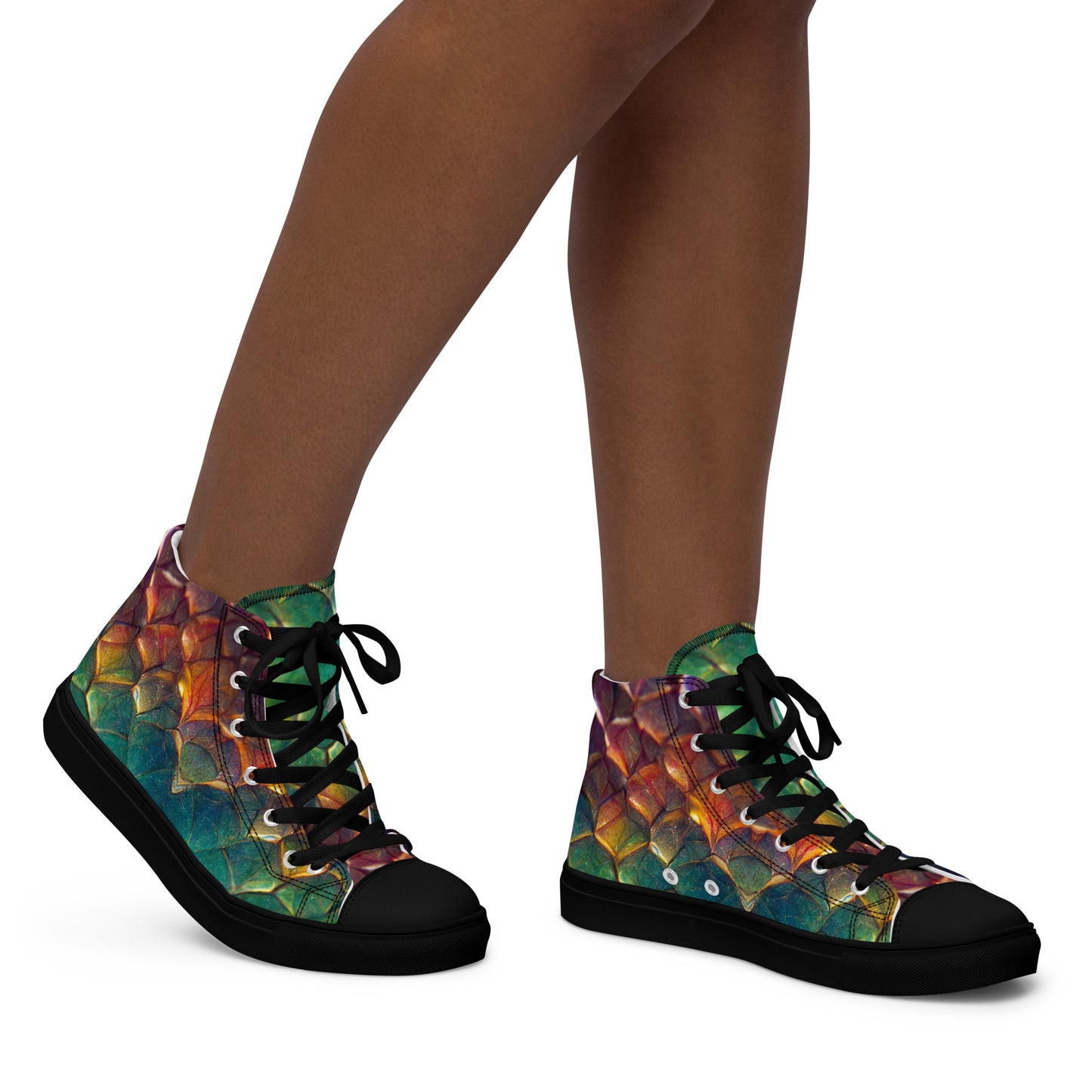 Prismijimmy, the Rainbow Guardian Dragon Women’s high top canvas shoes