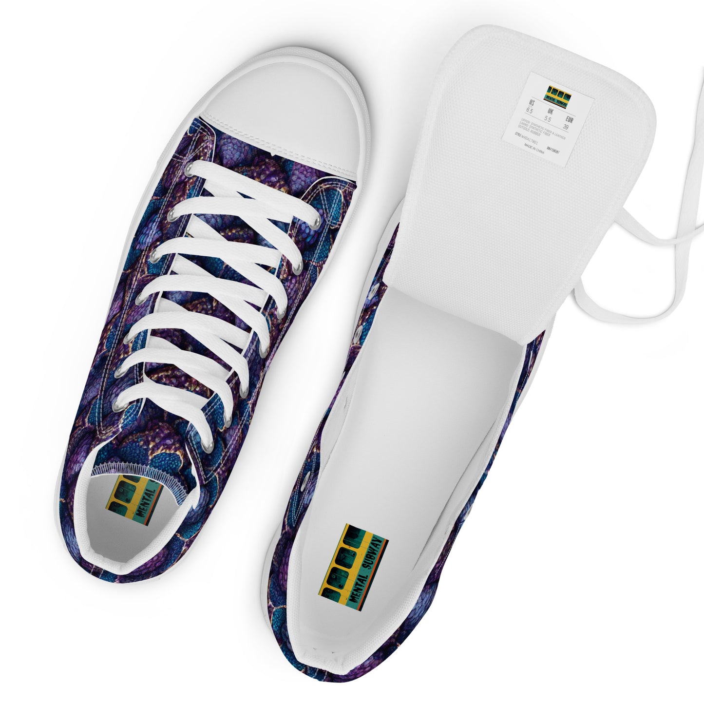 Luminosa, the Radiant Amethyst Drakon Women’s high top canvas shoes