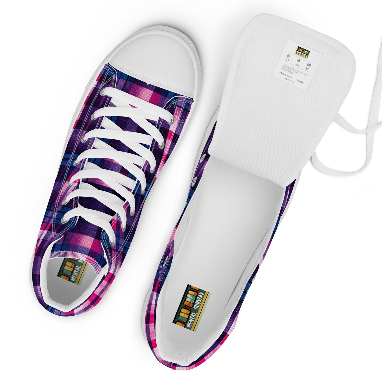 Berry Delight Plaid Women’s high top canvas shoes