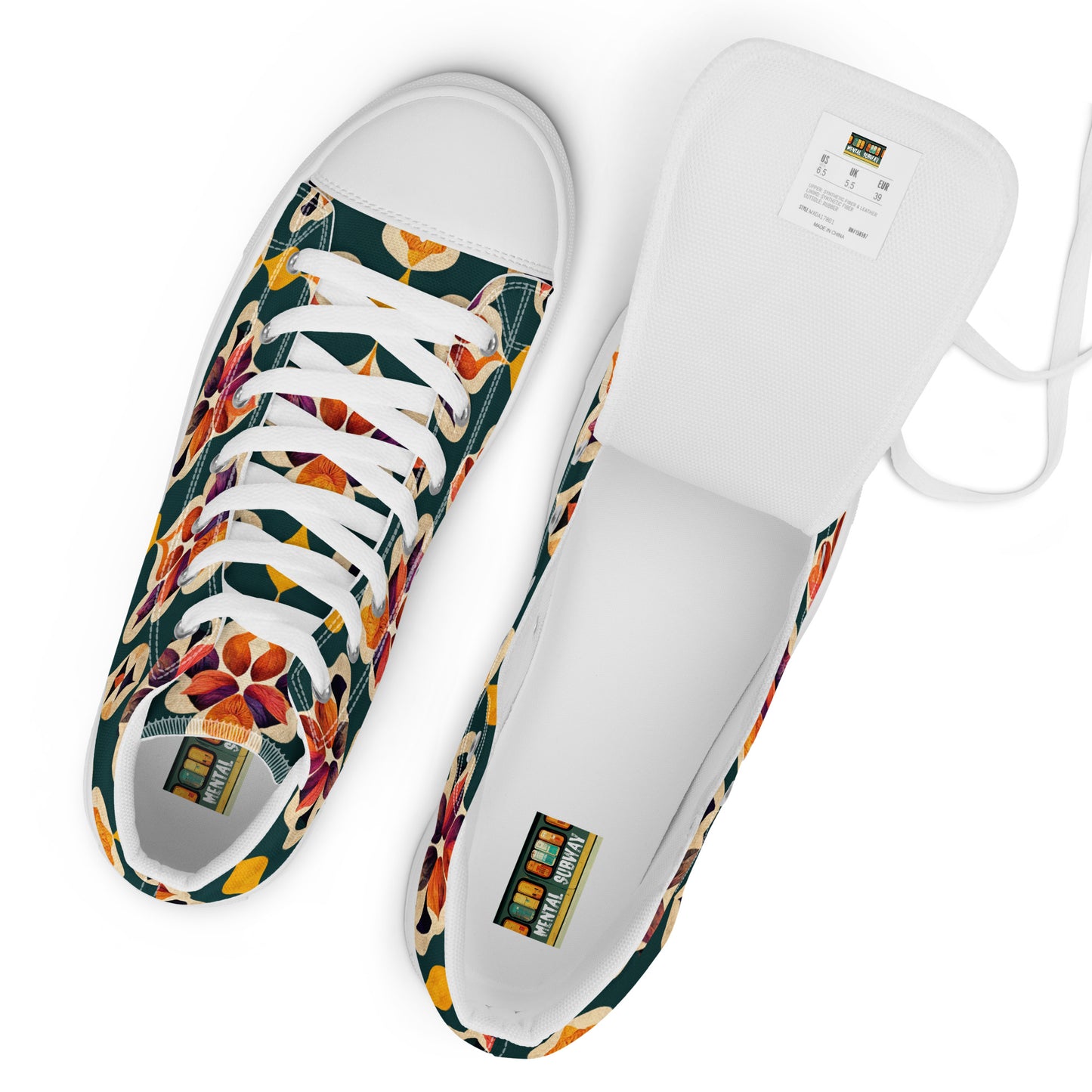 Ifrane’s Rainbow Blossoms Women’s high top canvas shoes