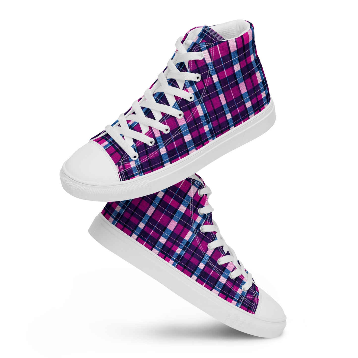 Fuchsia Fusion Check Women’s high top canvas shoes