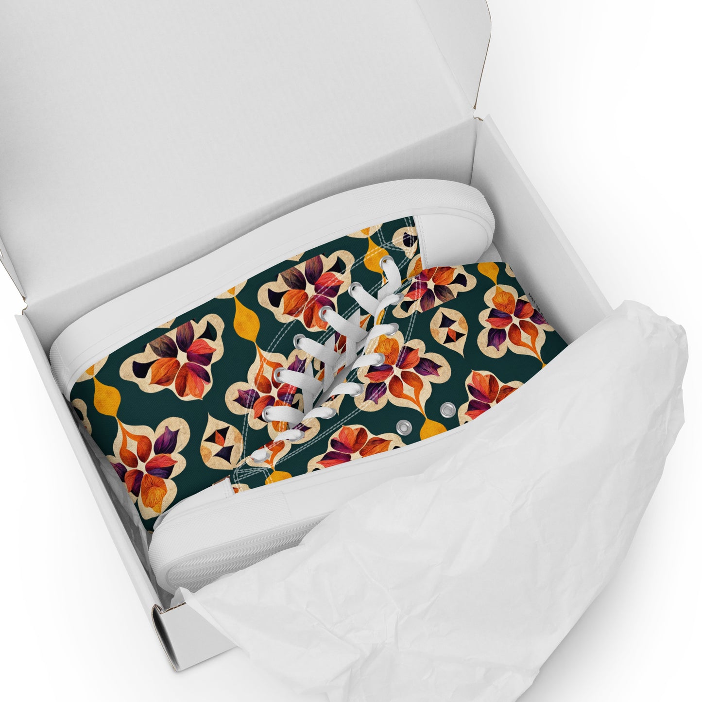 Ifrane’s Rainbow Blossoms Women’s high top canvas shoes