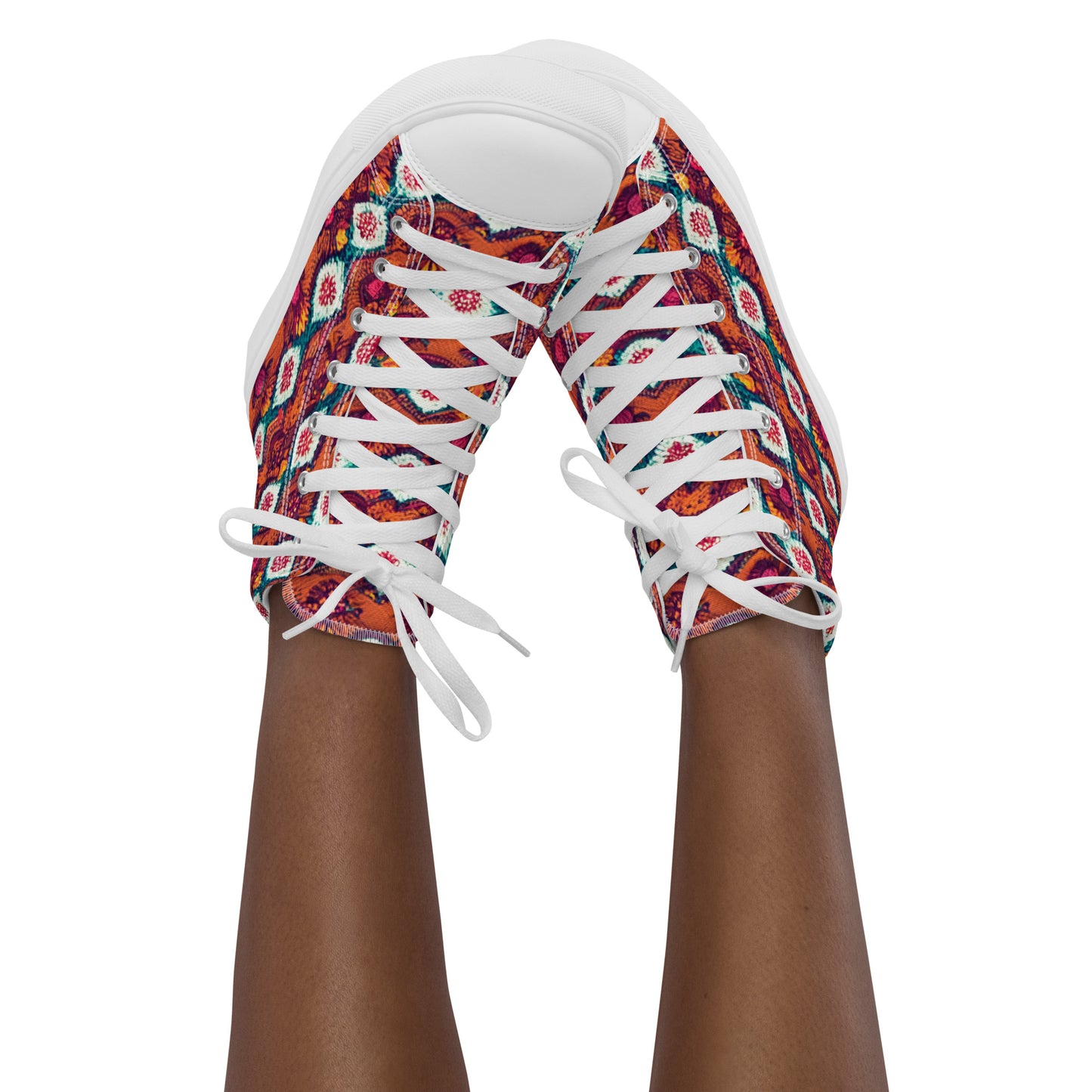 Pink and Orange Facets Women’s high top canvas shoes