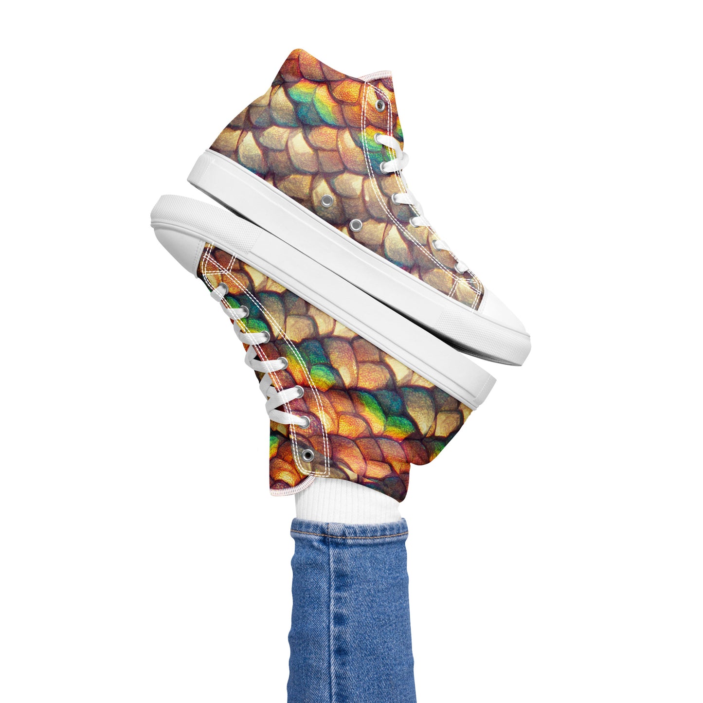 Cloeyra, the Radiant Aether Dragon Women’s high top canvas shoes