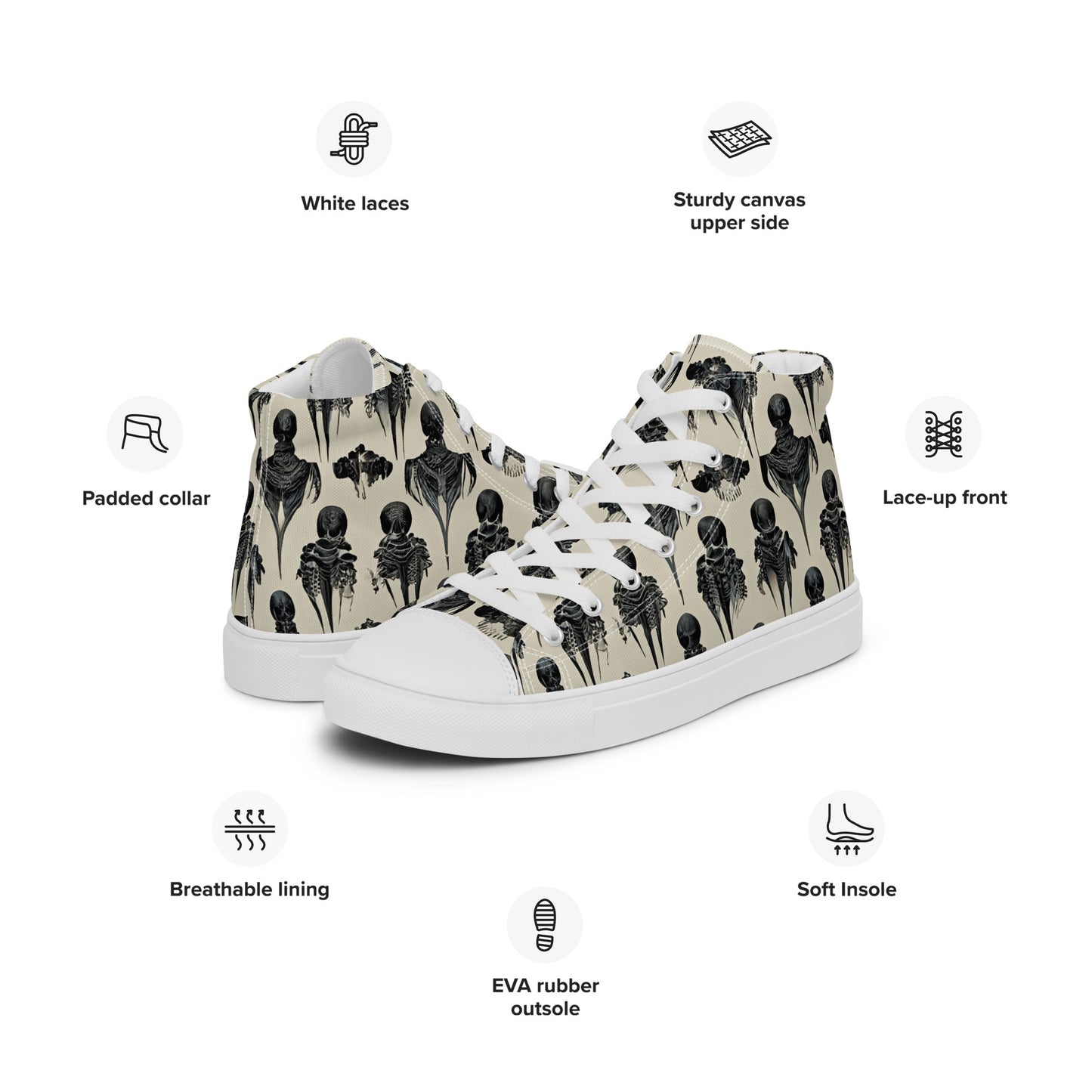 Bone Dance Women’s high top canvas shoes