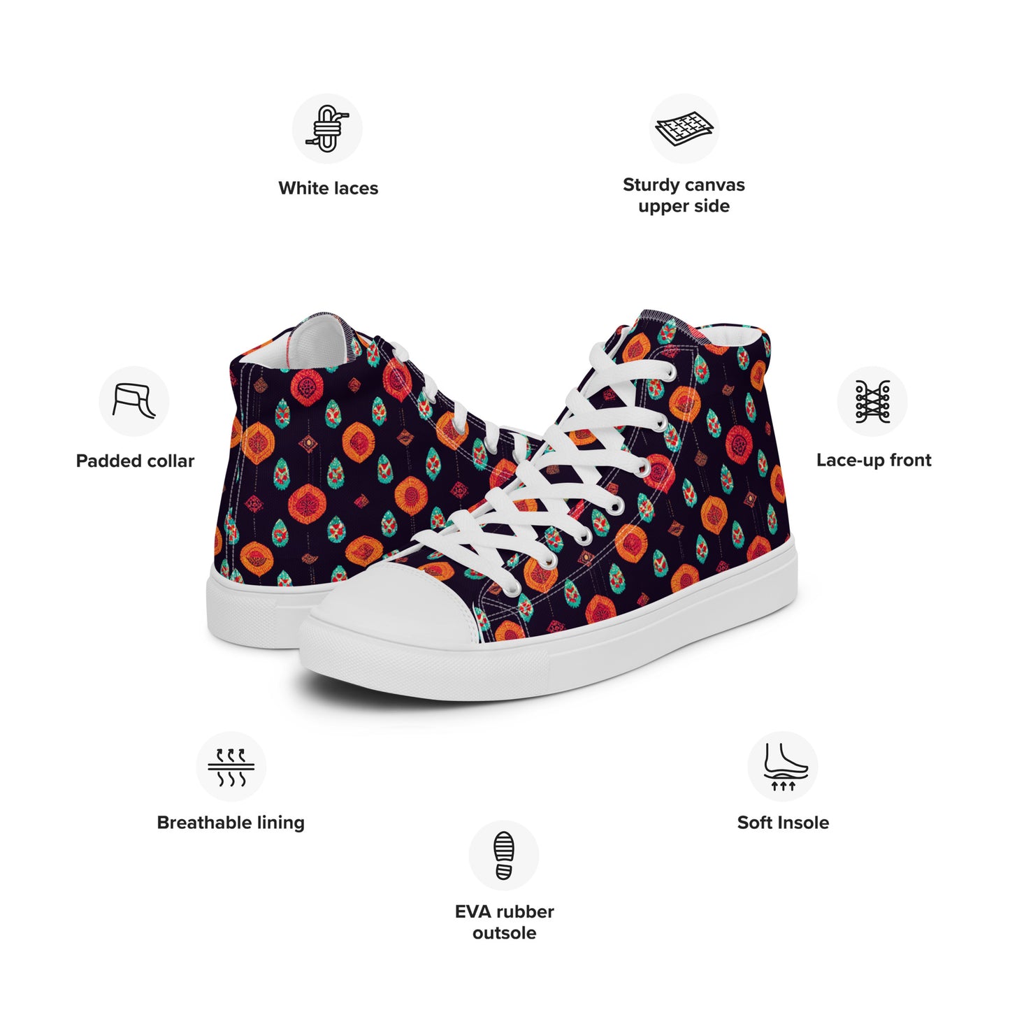 Free Spirited Flora Women’s high top canvas shoes