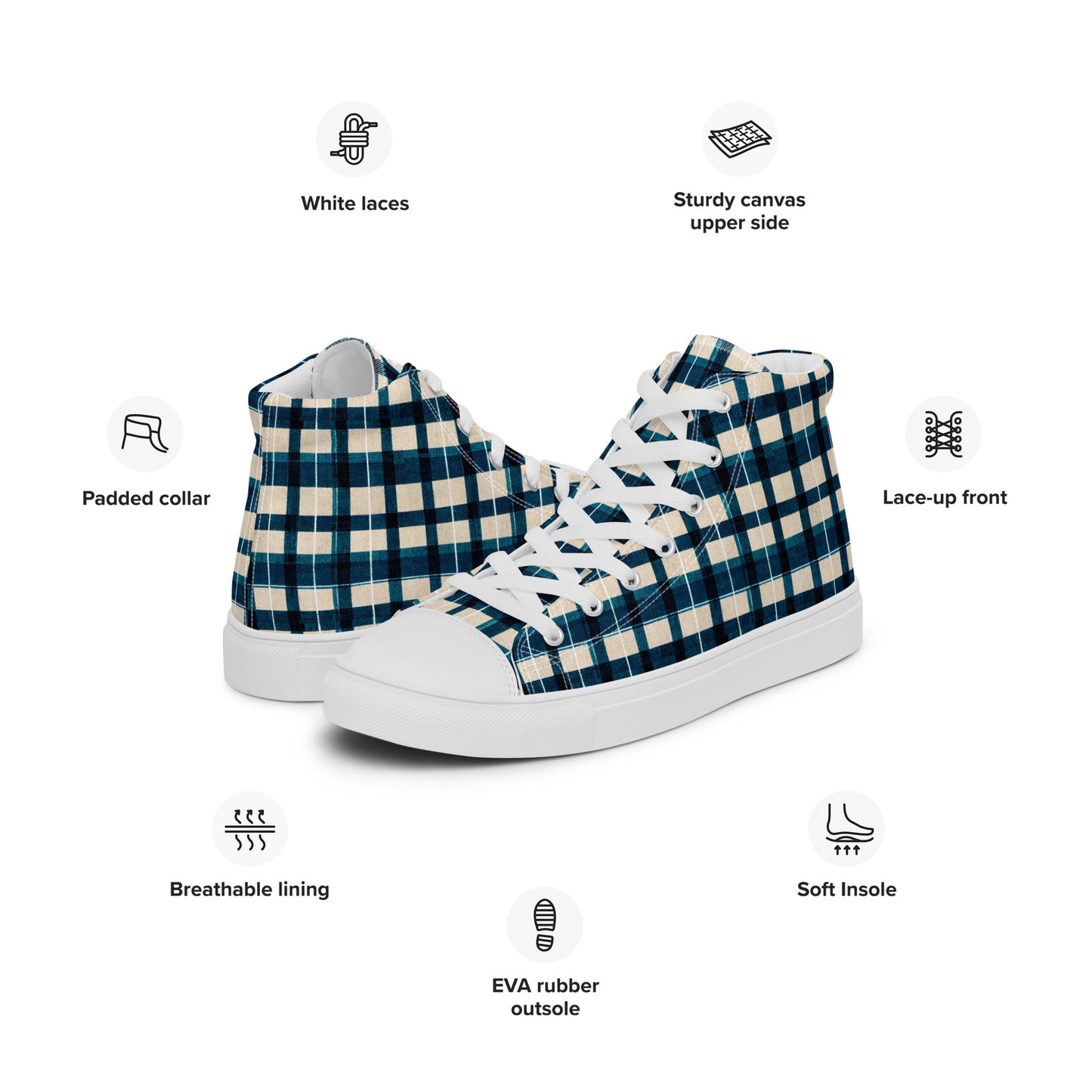 Frosty Glen Plaid Women’s high top canvas shoes