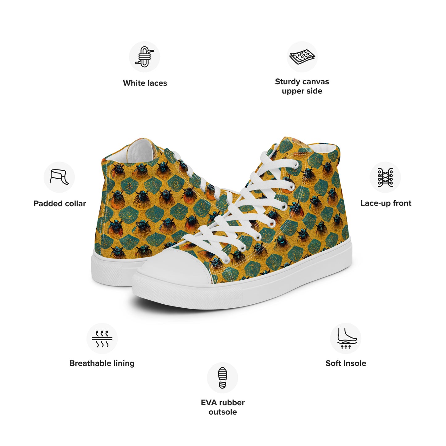 Honeycomb Whispers Women’s high top canvas shoes