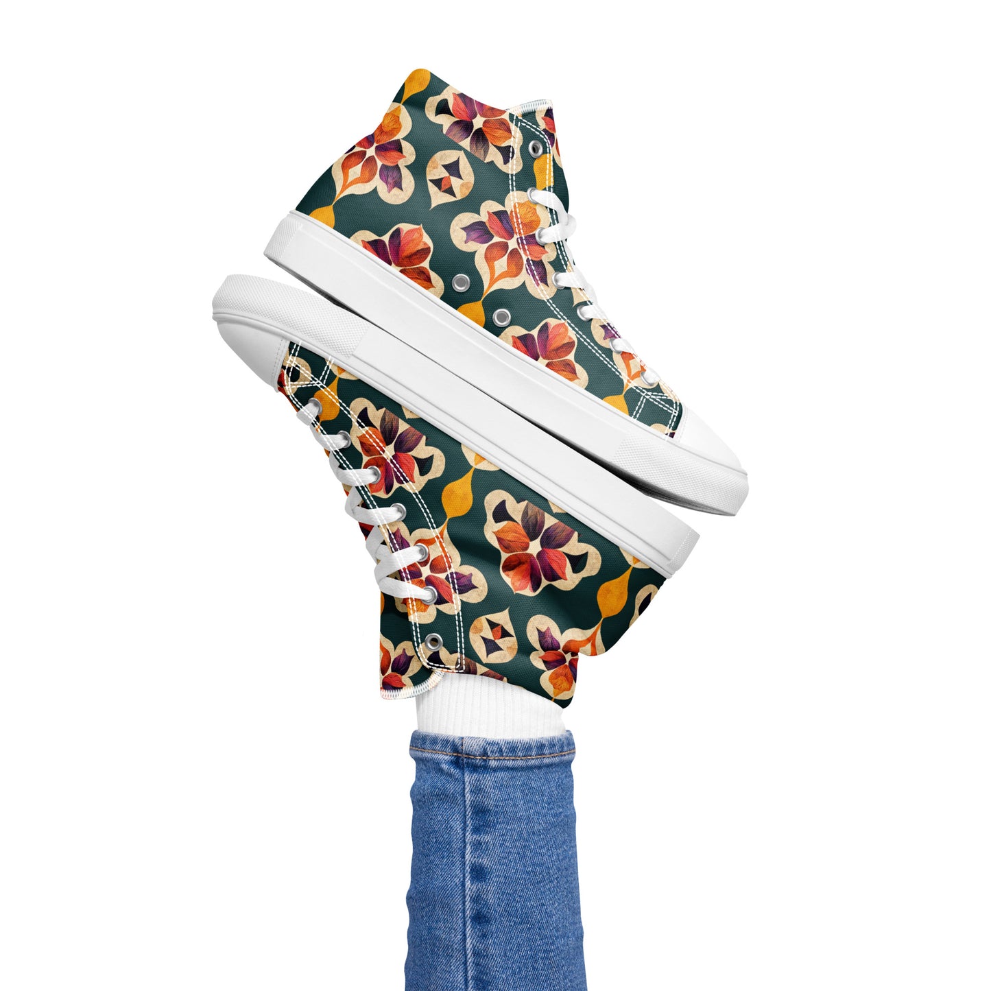 Ifrane’s Rainbow Blossoms Women’s high top canvas shoes