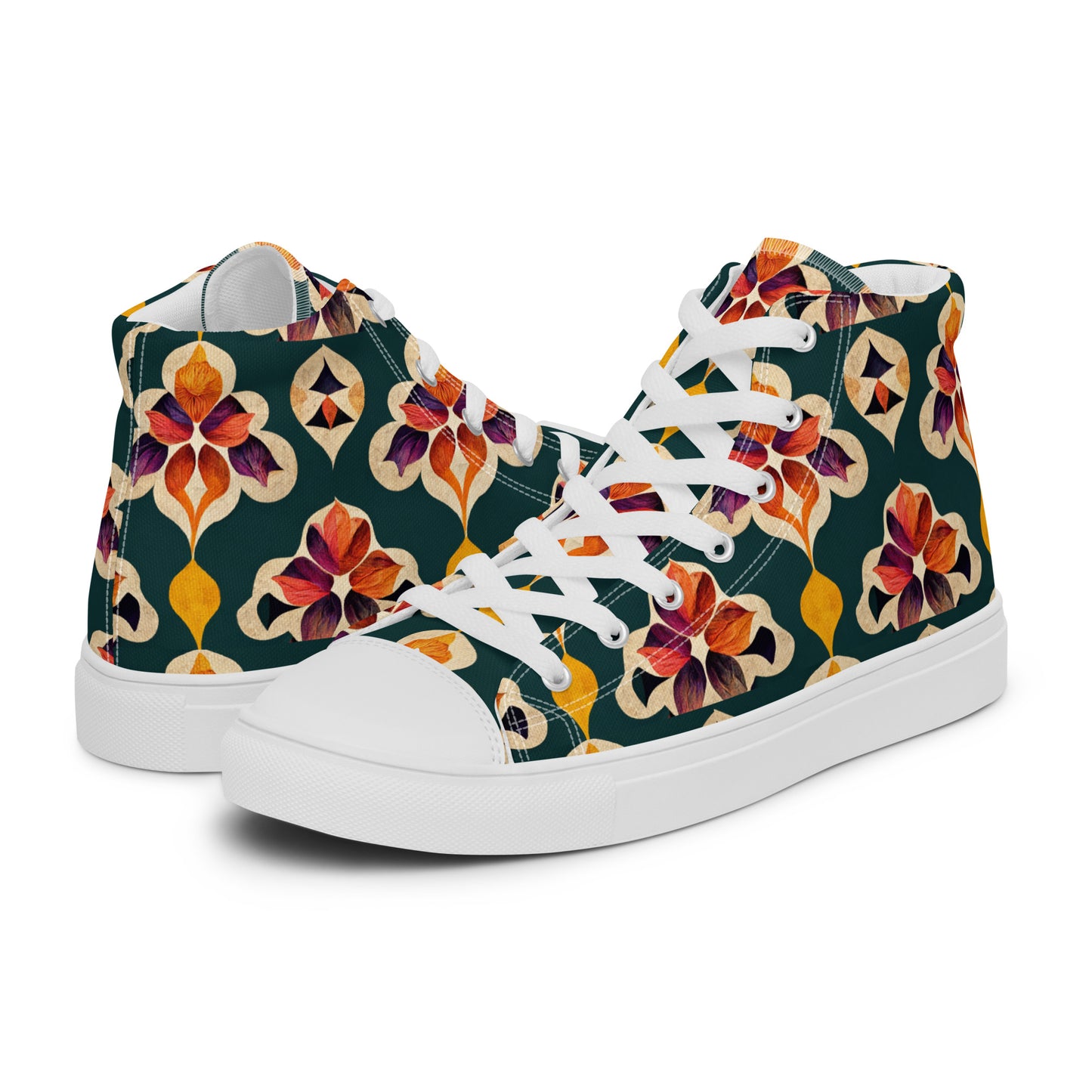 Ifrane’s Rainbow Blossoms Women’s high top canvas shoes