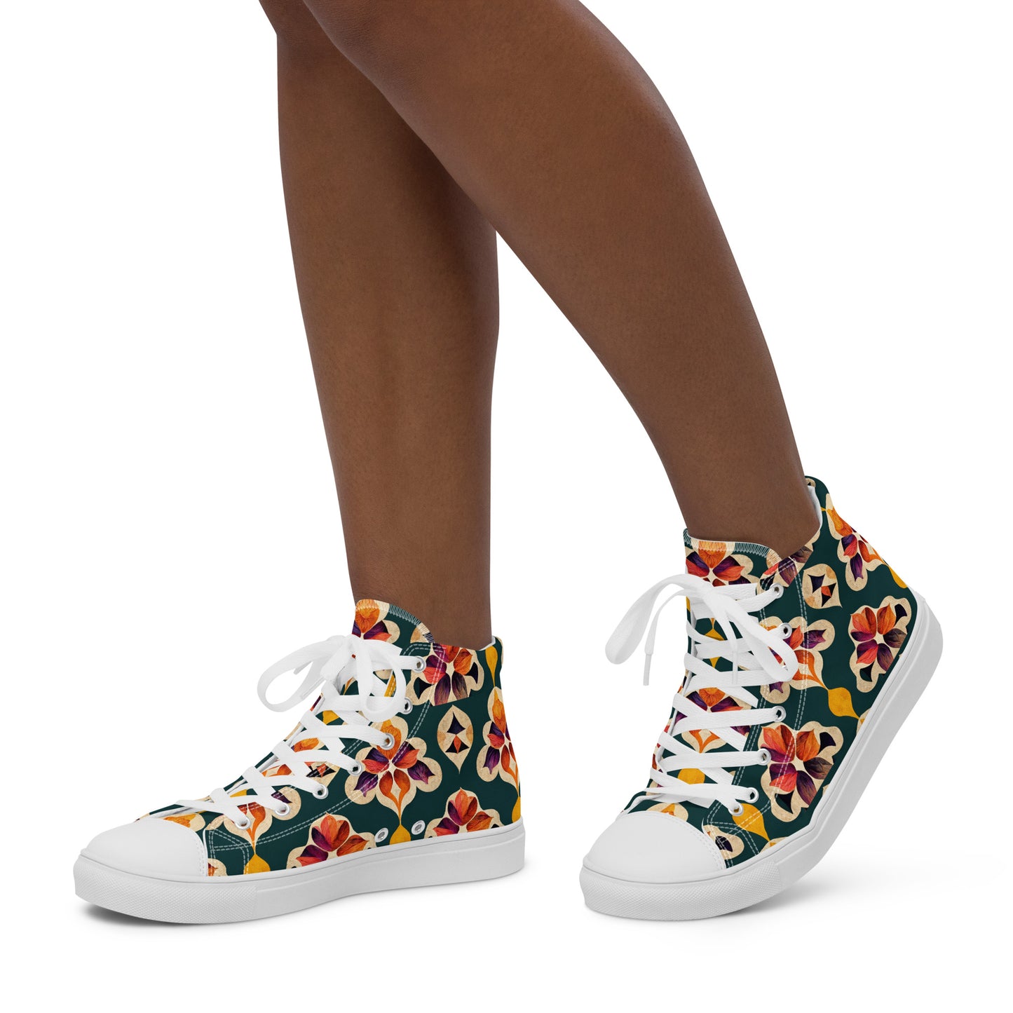 Ifrane’s Rainbow Blossoms Women’s high top canvas shoes