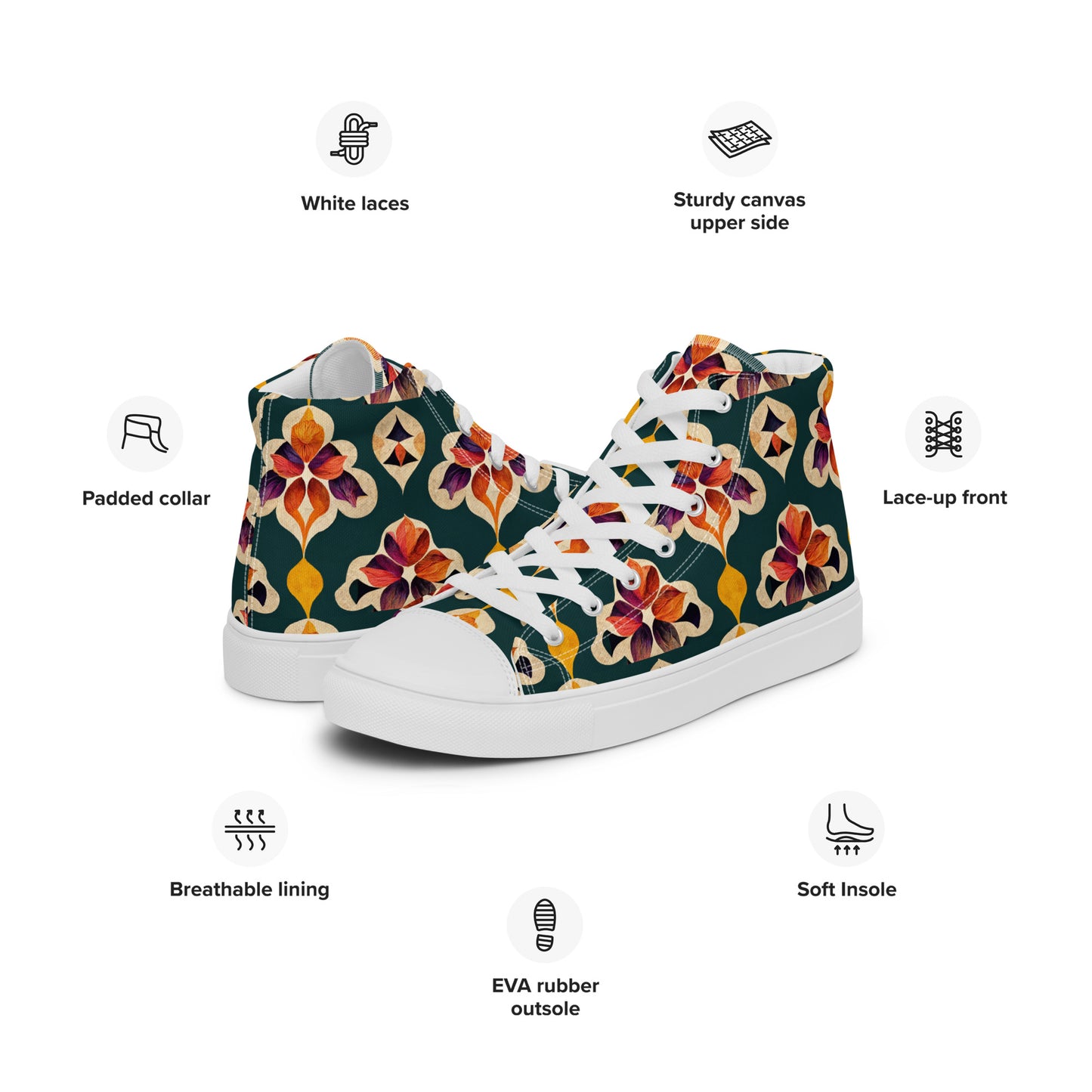 Ifrane’s Rainbow Blossoms Women’s high top canvas shoes