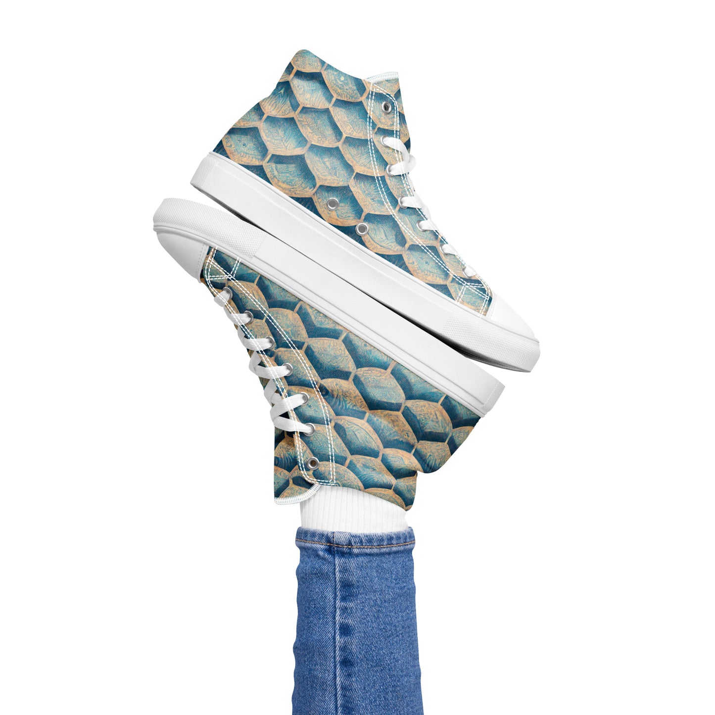 Seafoam Scales Women’s high top canvas shoes