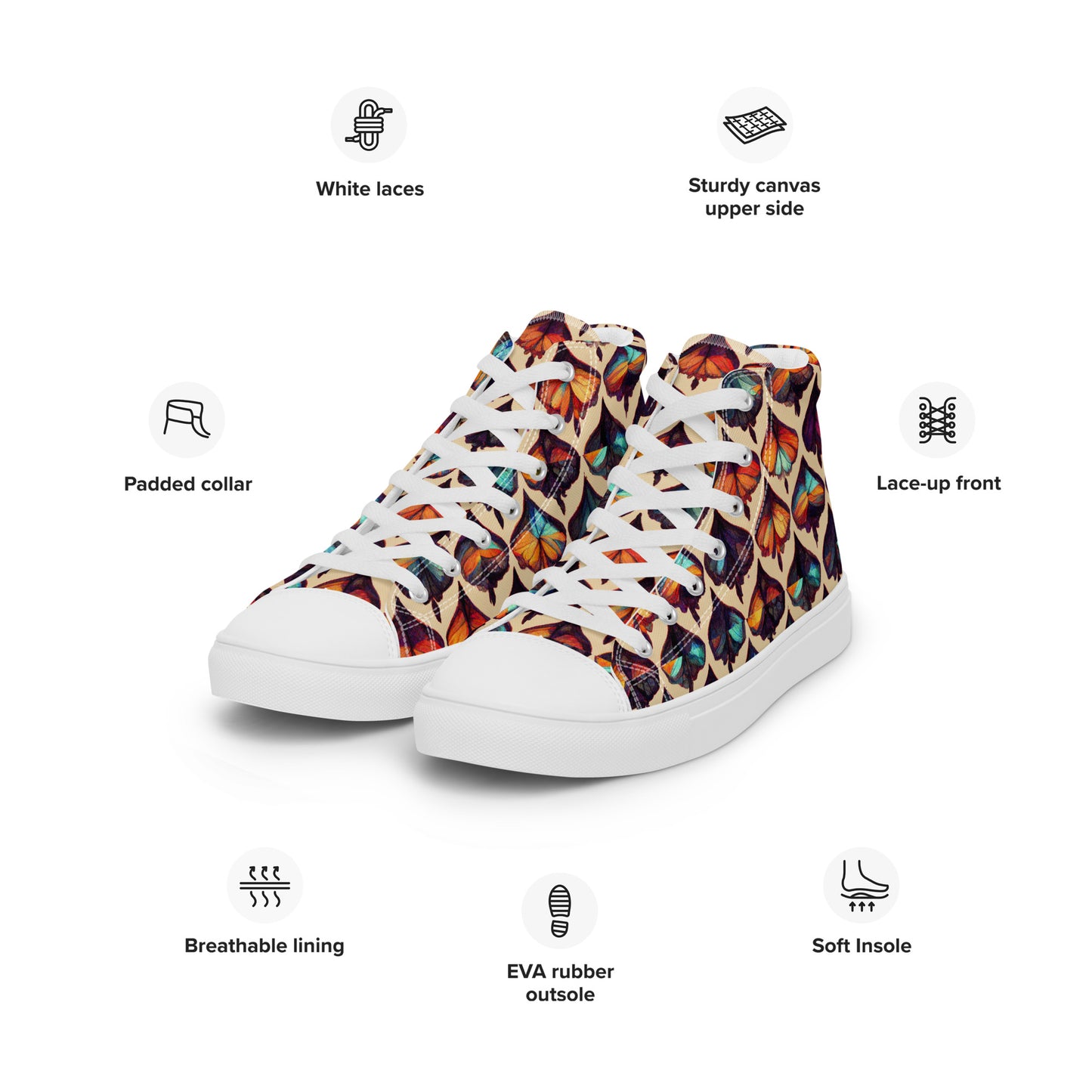 Butterfly Kaleidoscope Women’s high top canvas shoes