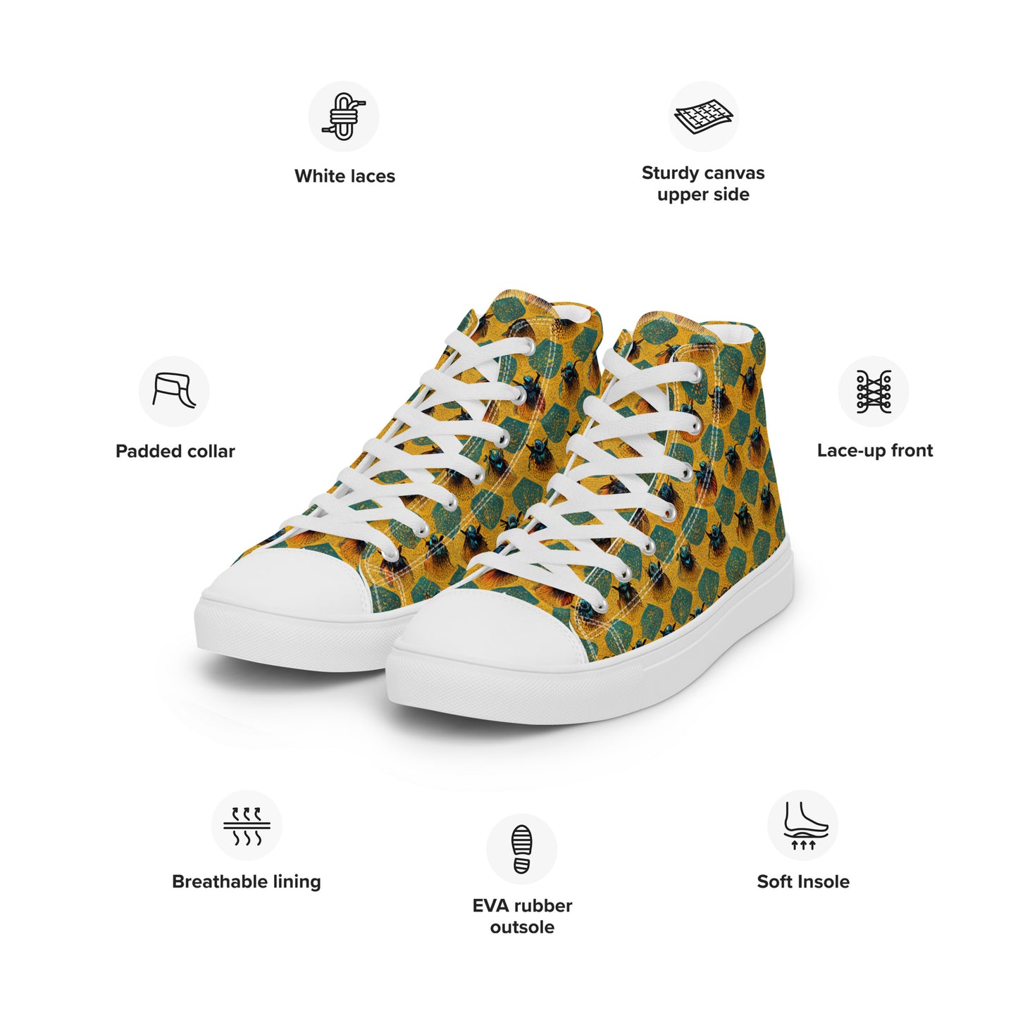 Honeycomb Whispers Women’s high top canvas shoes