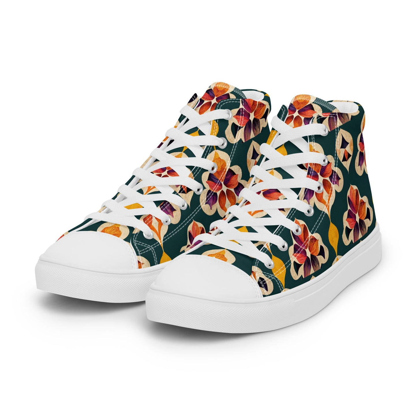 Ifrane’s Rainbow Blossoms Women’s high top canvas shoes