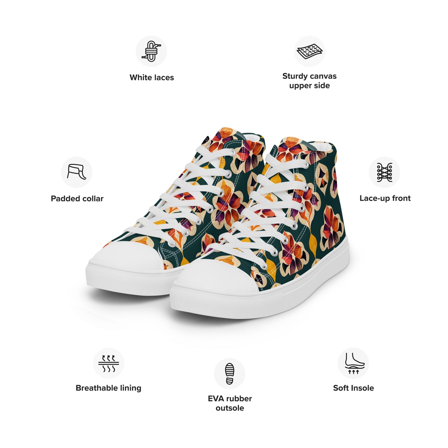 Ifrane’s Rainbow Blossoms Women’s high top canvas shoes