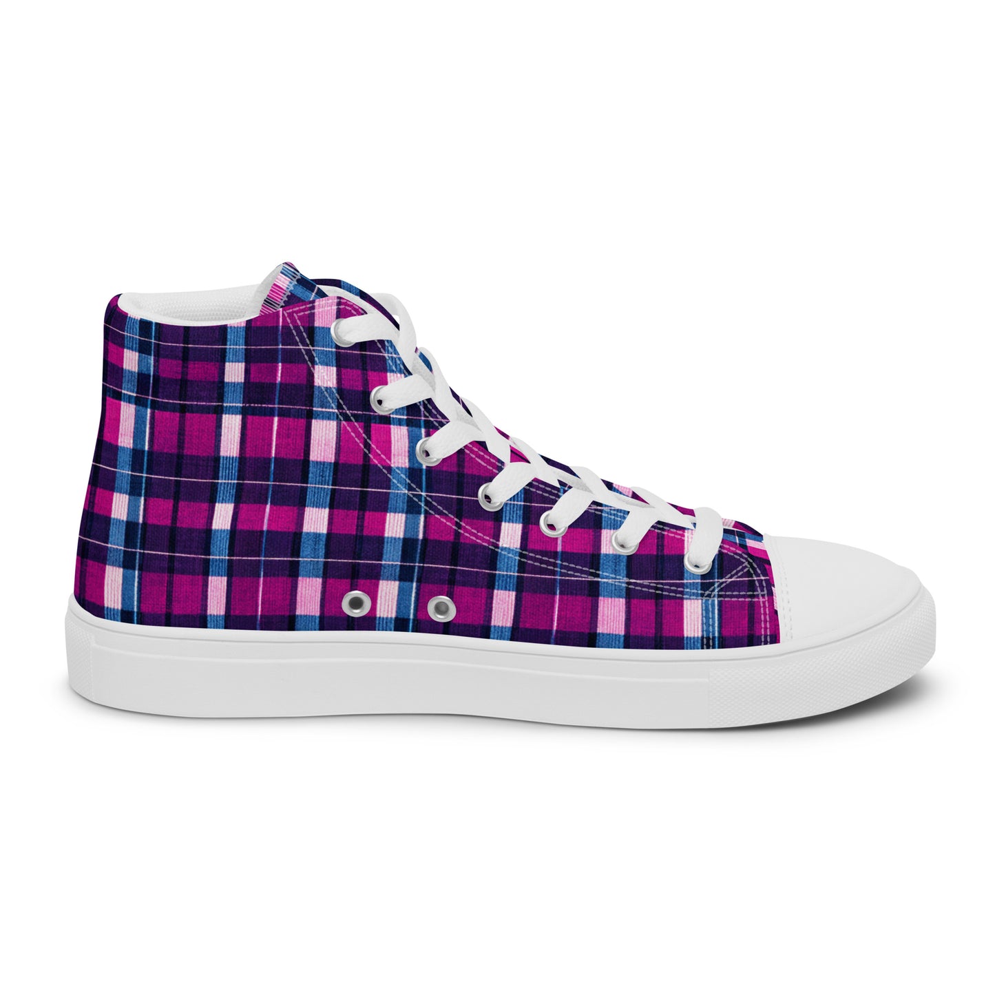 Fuchsia Fusion Check Women’s high top canvas shoes