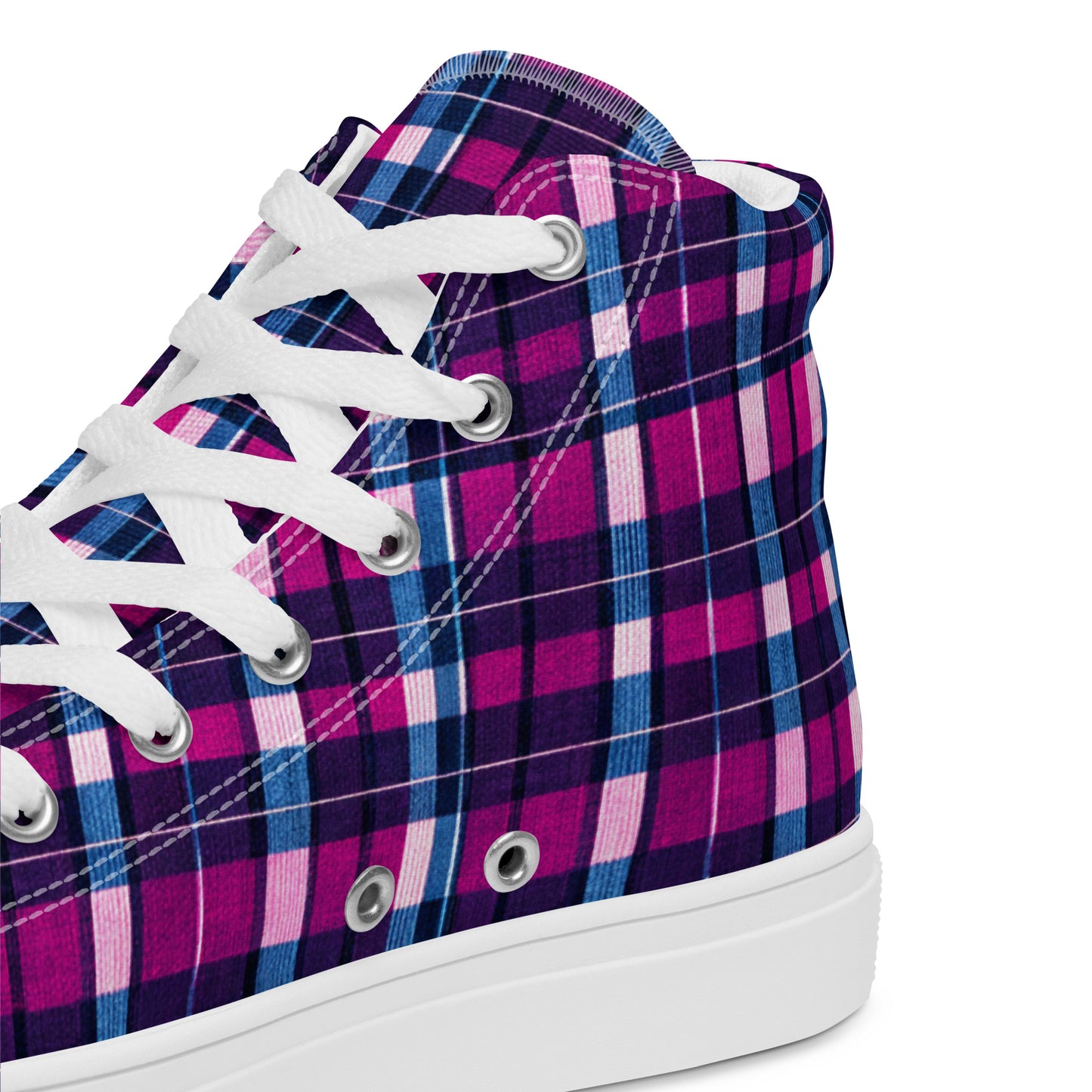 Fuchsia Fusion Check Women’s high top canvas shoes