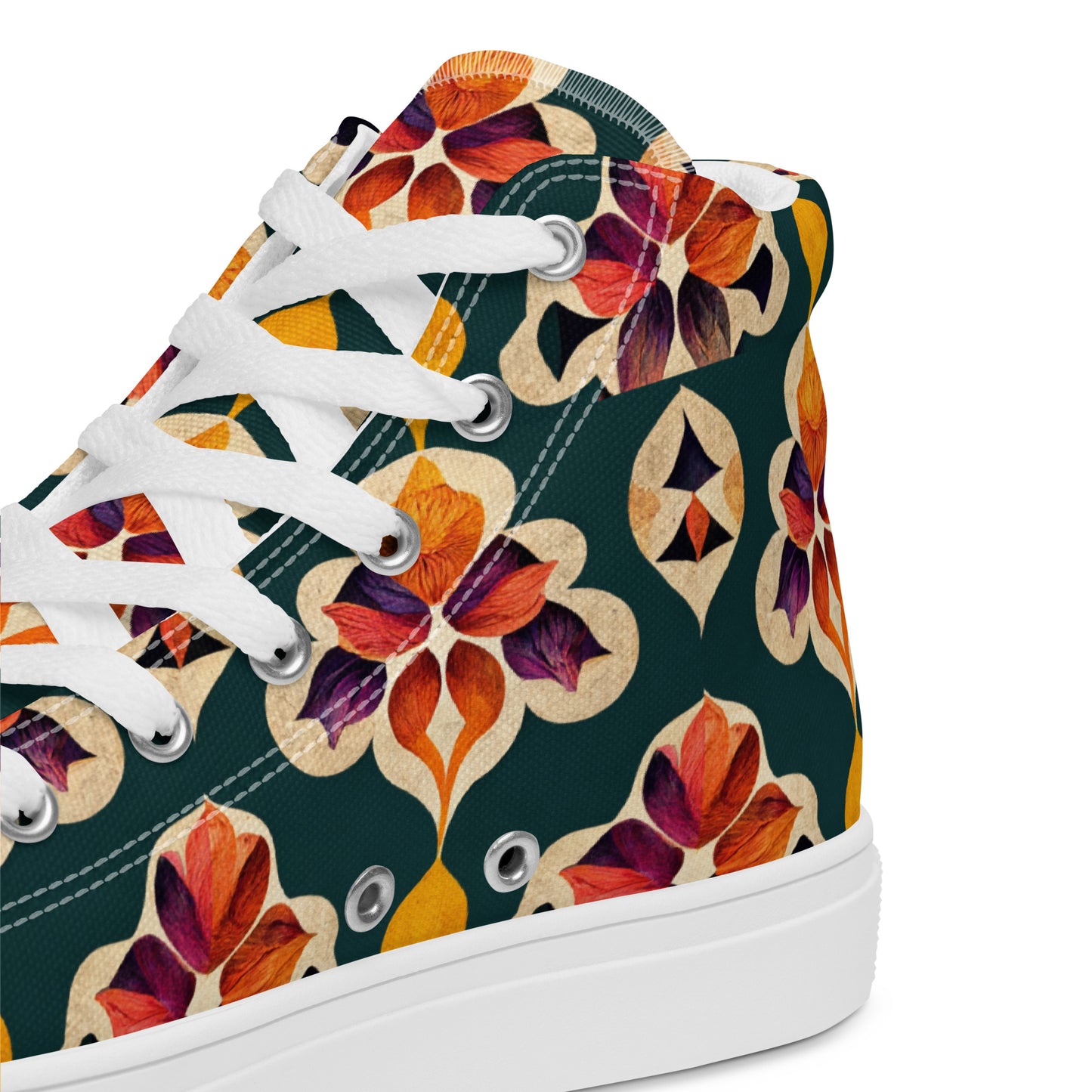 Ifrane’s Rainbow Blossoms Women’s high top canvas shoes