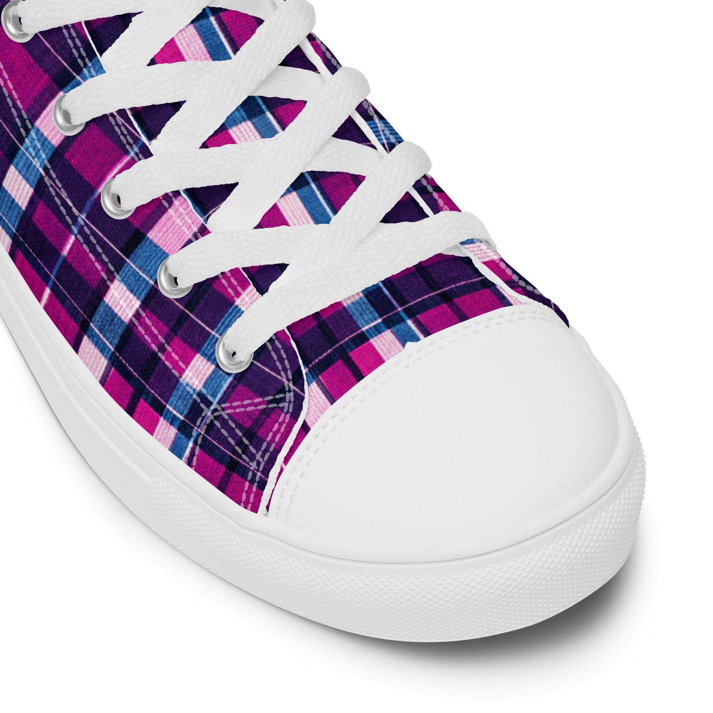 Fuchsia Fusion Check Women’s high top canvas shoes