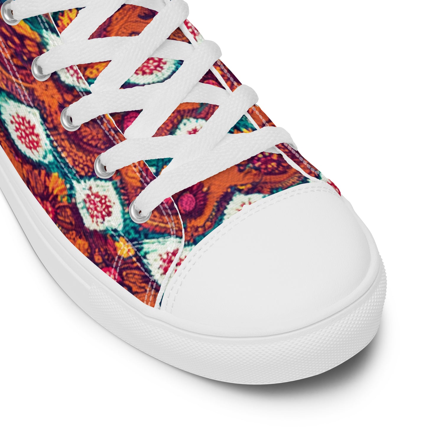 Pink and Orange Facets Women’s high top canvas shoes