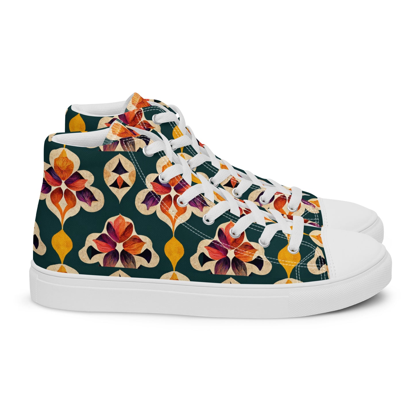 Ifrane’s Rainbow Blossoms Women’s high top canvas shoes