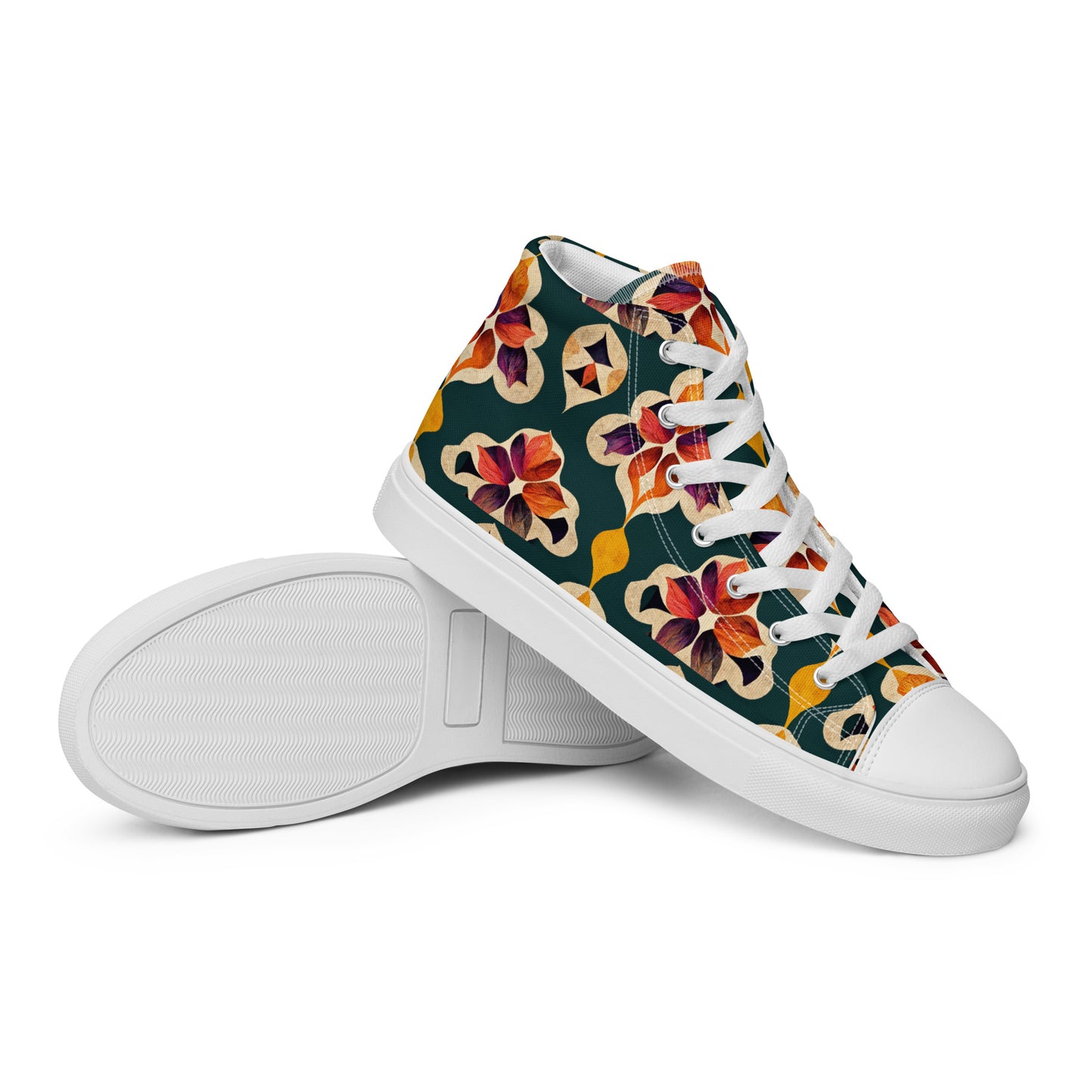 Ifrane’s Rainbow Blossoms Women’s high top canvas shoes