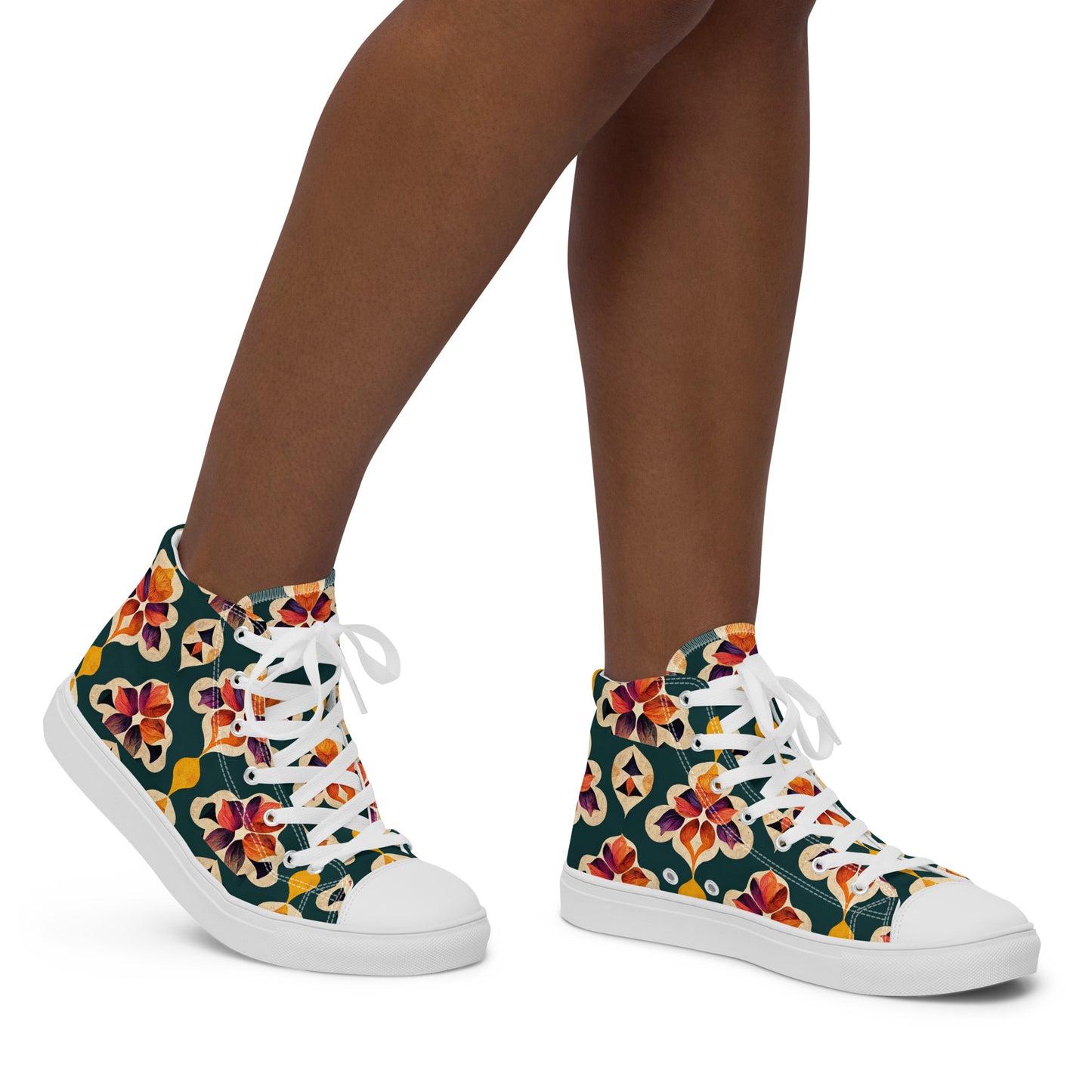 Ifrane’s Rainbow Blossoms Women’s high top canvas shoes