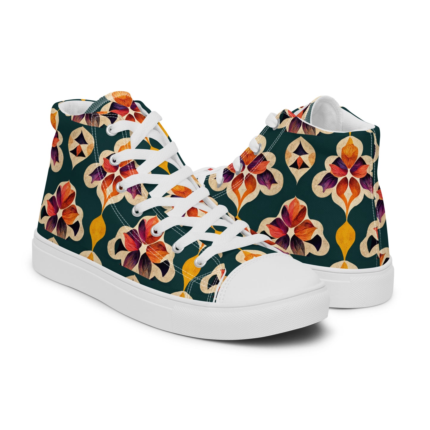 Ifrane’s Rainbow Blossoms Women’s high top canvas shoes