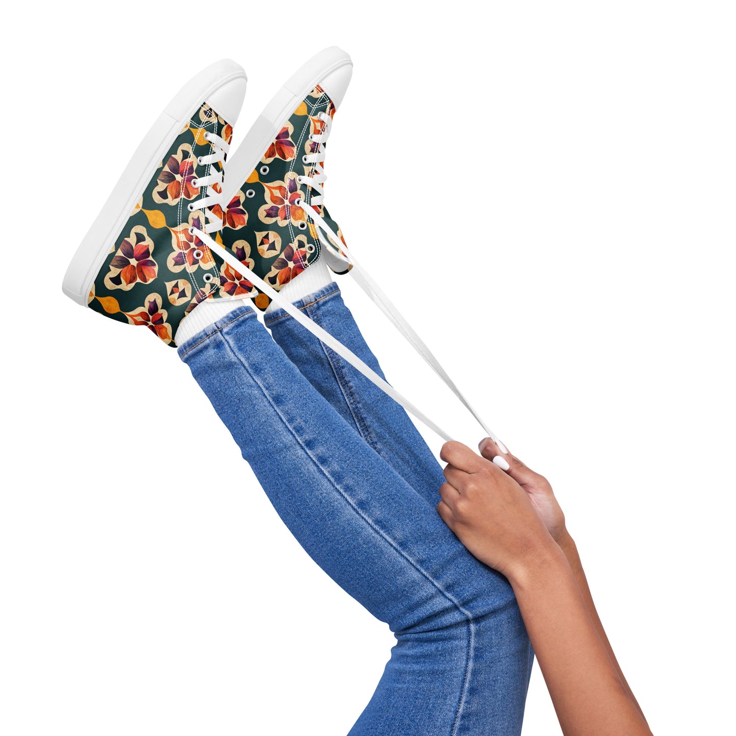 Ifrane’s Rainbow Blossoms Women’s high top canvas shoes