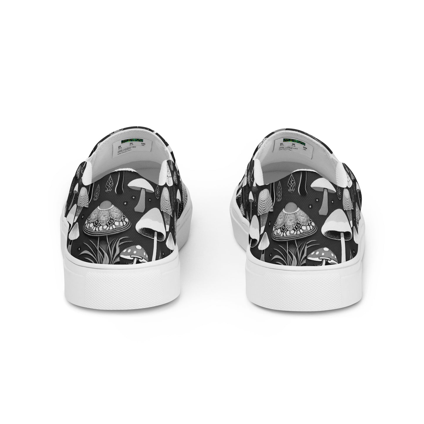 Whimsical Mushrooms in B&W Women’s slip-on canvas shoes